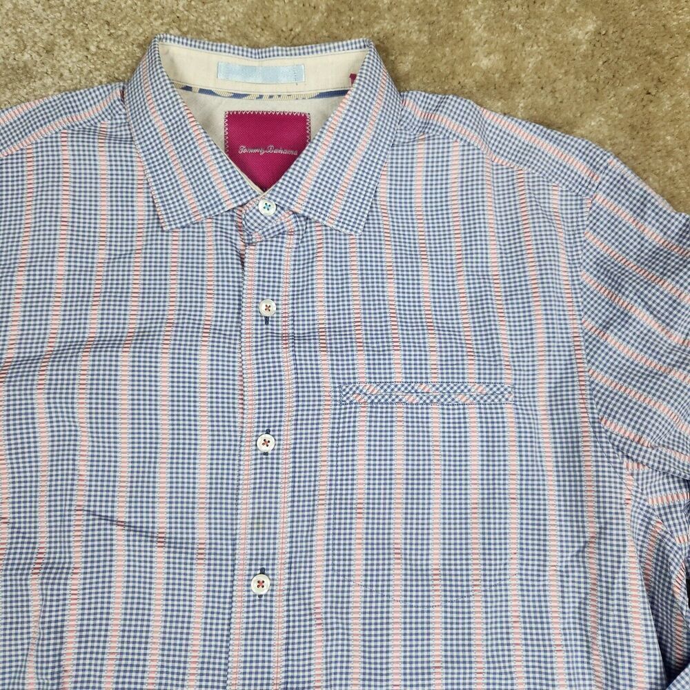 Tommy Bahama Men’s Button Up Shirt Size Large Blue Striped Long Sleeve A871
